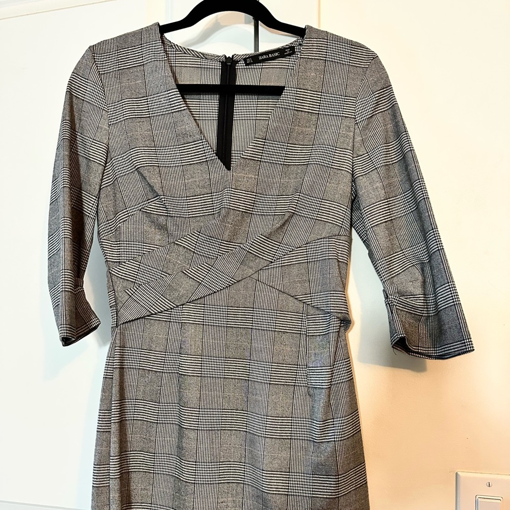 Zara plaid mini dress - grey size Small